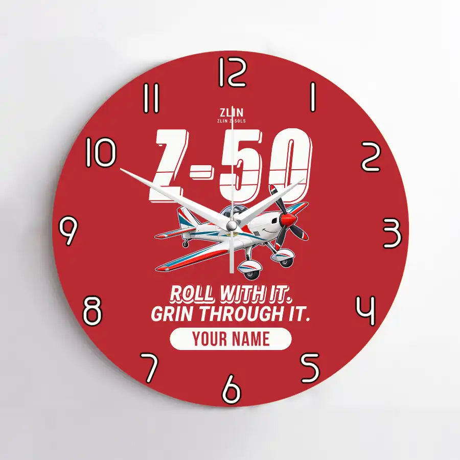 Zlin Z-50LS - Cartoon + Name - No Frame - Red