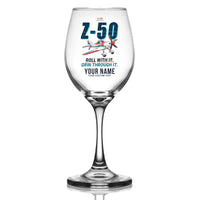 Thumbnail for Zlin Z-50LS - Cartoon + Name - Wine Glass