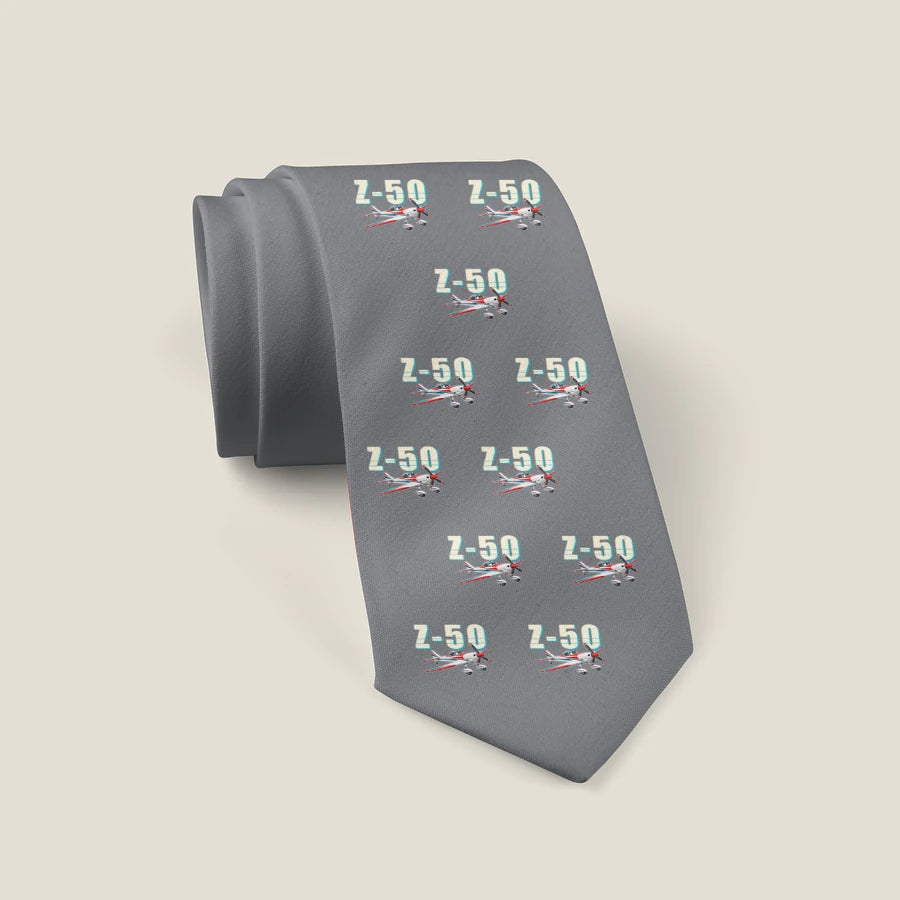 Zlin Z-50LS - Cartoon Pattern - Tie - Gray