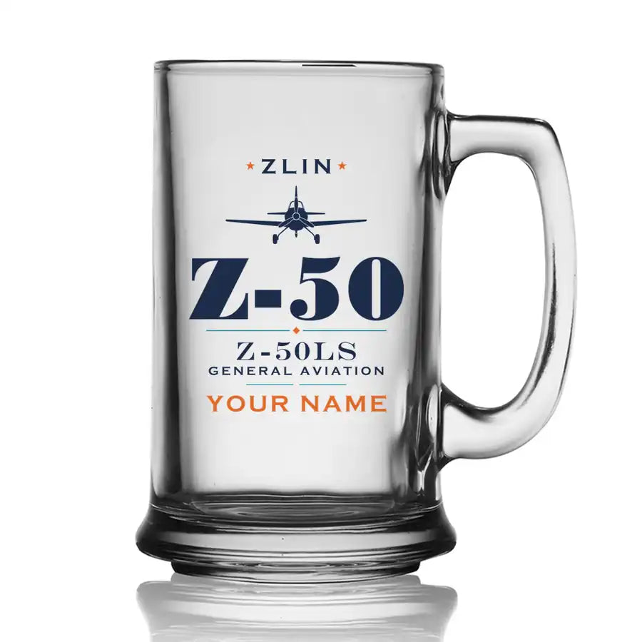 Zlin Z-50LS - Heritage + Name - Beer Glass with Holder