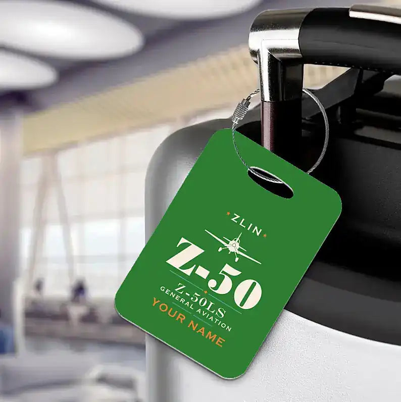 Zlin Z-50LS - Heritage + Name - Luggage Tag - Green