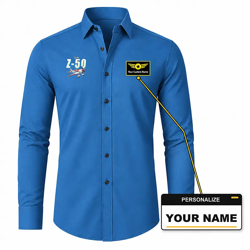 Zlin Z-50LS - Long Sleeve Shirt - Cartoon - Blue + NAME