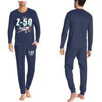 Thumbnail for Zlin Z-50LS - Men Pajamas - Cartoon Chest - Navy Blue