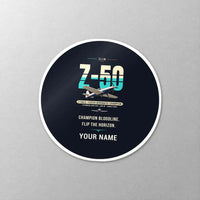 Thumbnail for Zlin Z-50LS - Original + Name - Circle Sticker - Close-up