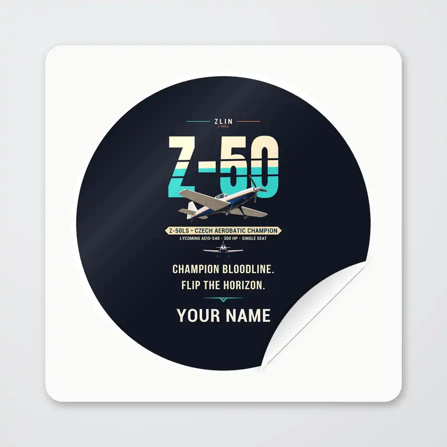 Zlin Z-50LS - Original + Name - Circle Sticker - Peel