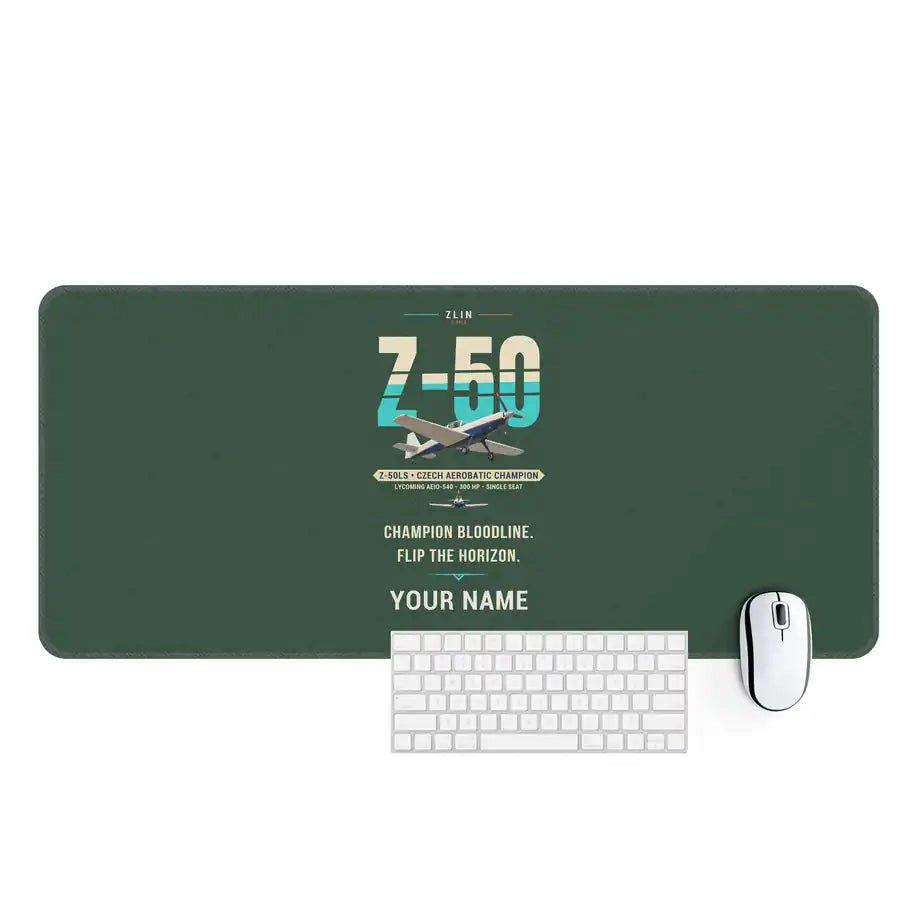 Zlin Z-50LS - Original + Name - Desk Mat - Dark Green