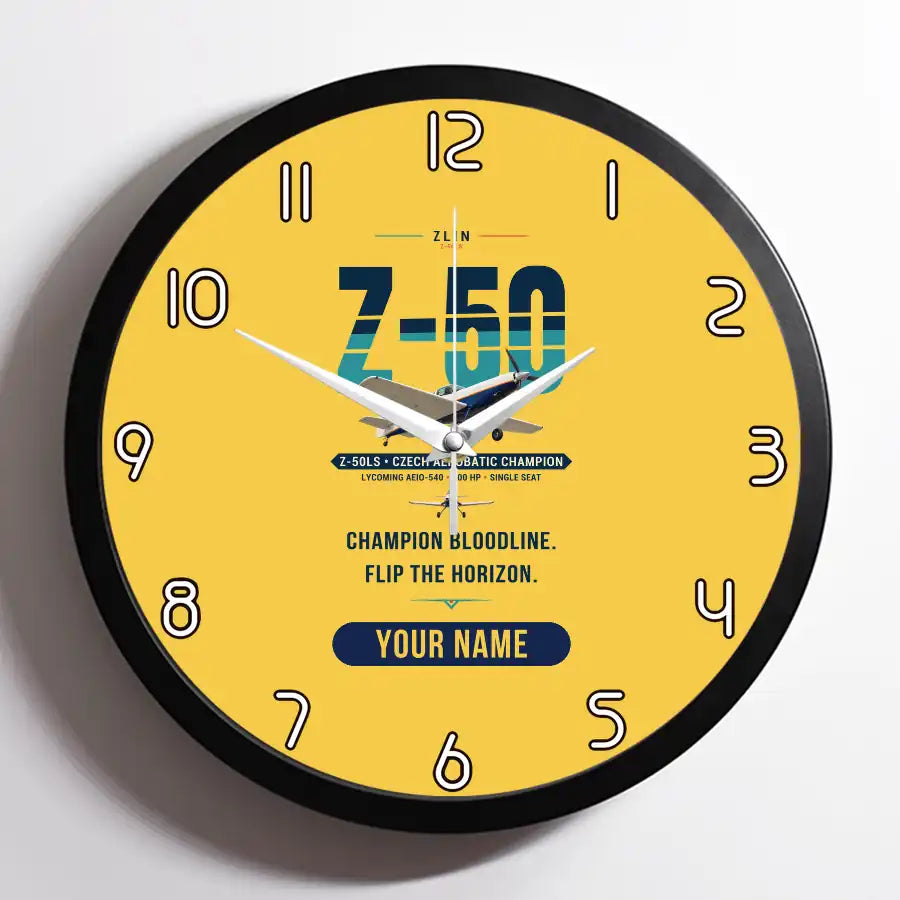 Zlin Z-50LS - Original + Name - Framed - Yellow