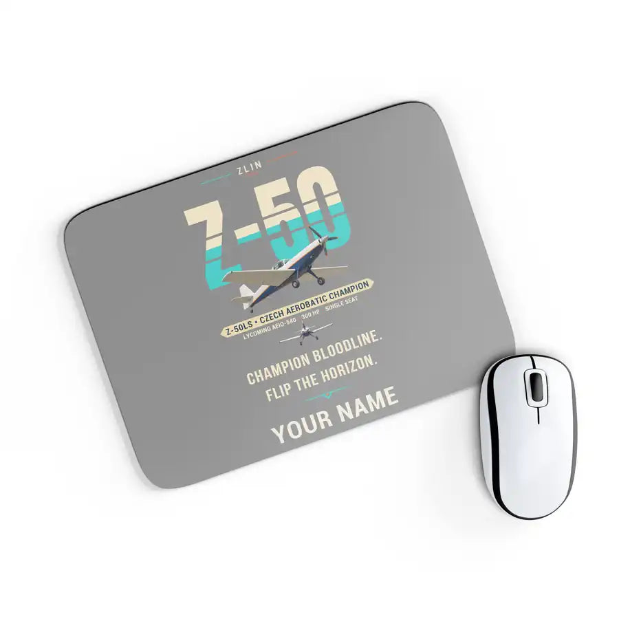 Zlin Z-50LS - Original + Name - Mouse Pad - Gray