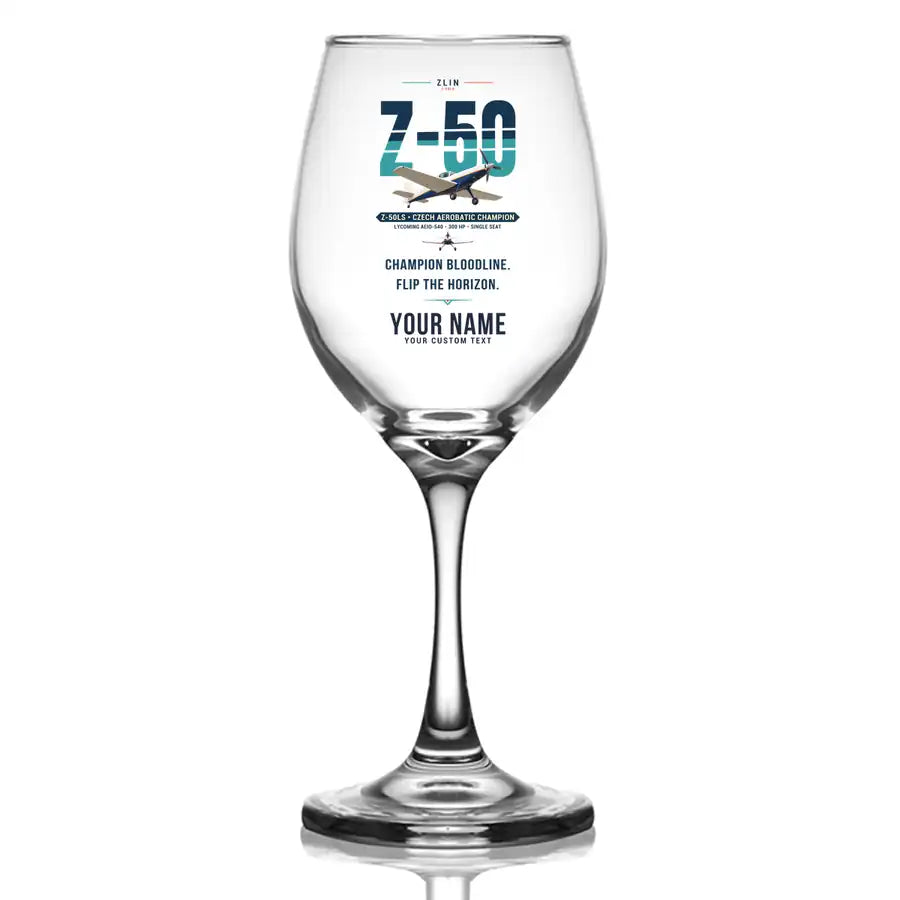 Zlin Z-50LS - Original + Name - Wine Glass