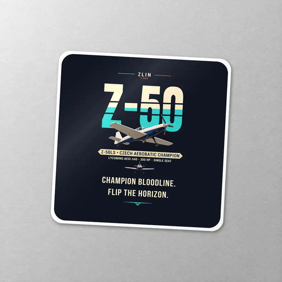 Zlin Z-50LS - Original - Square Sticker - Close-up