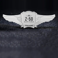 Thumbnail for Zlin Z-50LS Pilot Wing Badge - Silver + Name