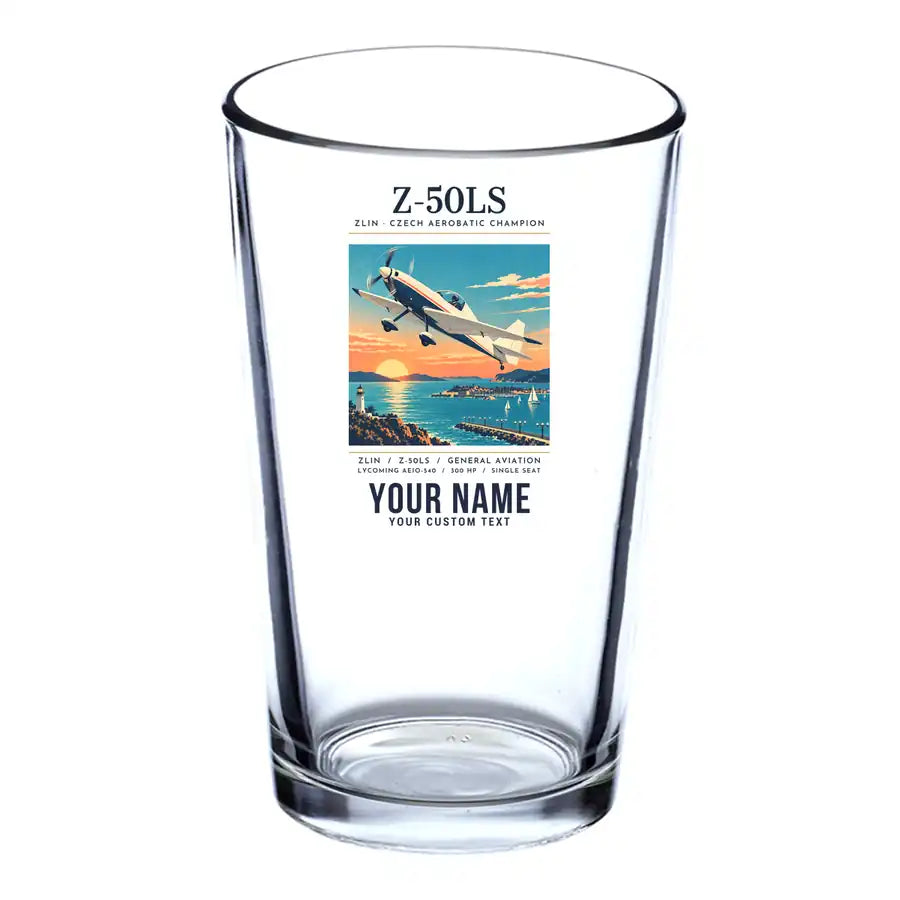 Zlin Z-50LS - Poster + Name - Beer & Water Glass
