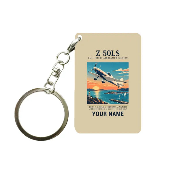 Zlin Z-50LS - Poster + Name - Key Chain - Beige