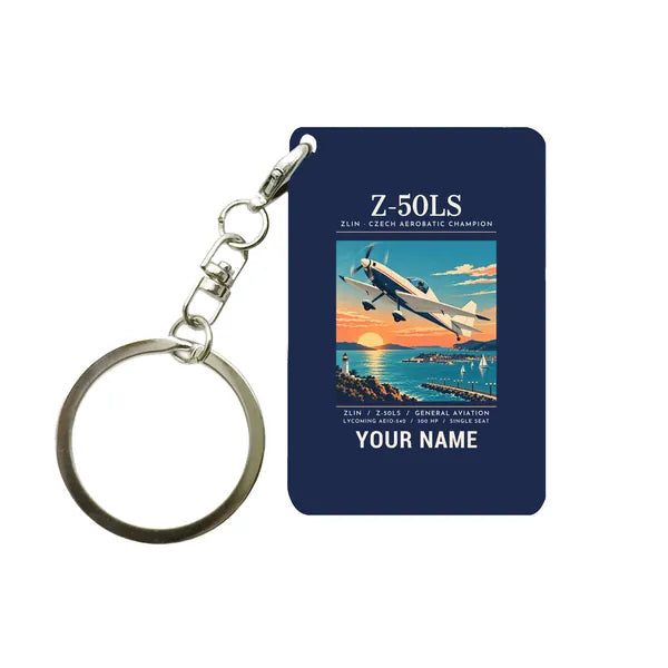 Zlin Z-50LS - Poster + Name - Key Chain - Navy Blue
