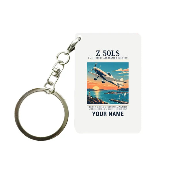Zlin Z-50LS - Poster + Name - Key Chain - White