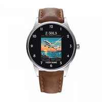 Thumbnail for Zlin Z-50LS - Poster + Name - Leather Strap - Brown Leather Strap