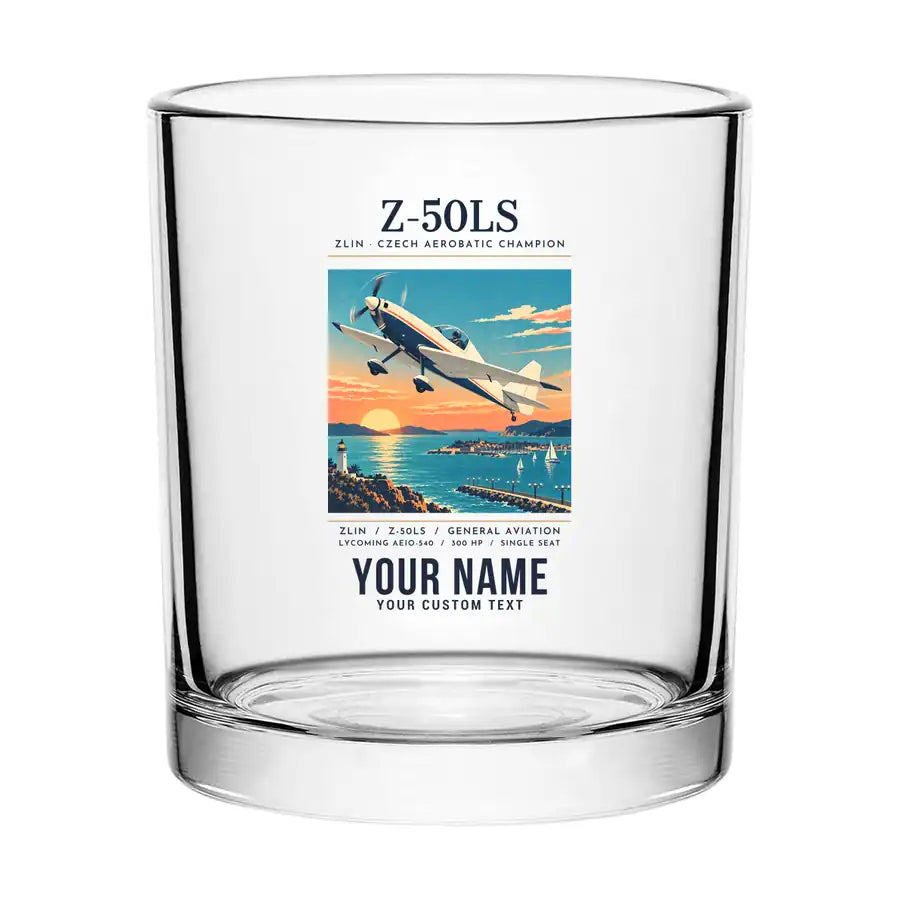 Zlin Z-50LS - Poster + Name - Special Whiskey Glass