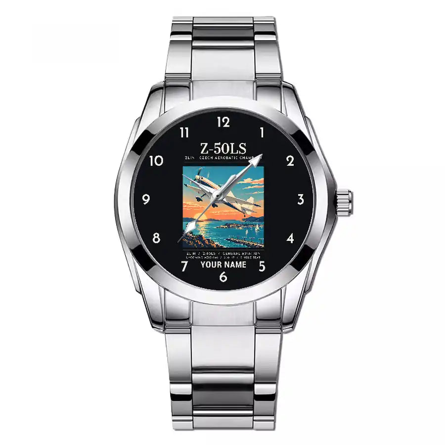 Zlin Z-50LS - Poster + Name - Stainless Steel Band - For Men