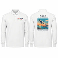 Thumbnail for Zlin Z-50LS Premium Polo T-Shirts - Poster - Long Sleeve - White