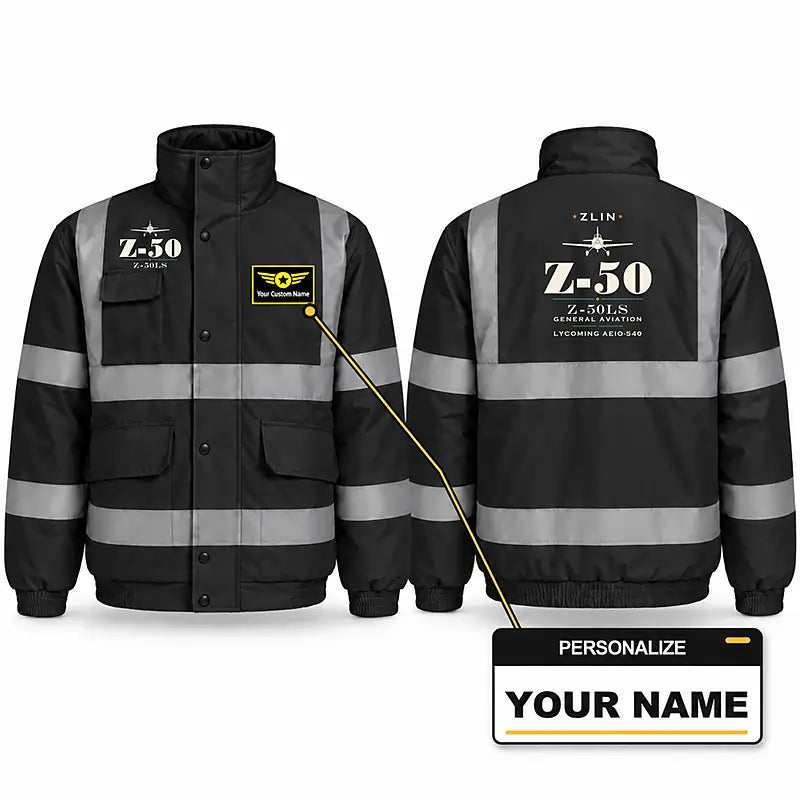 Zlin Z-50LS Reflective Winter Jackets - Heritage + Name - Black
