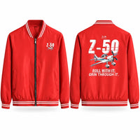 Thumbnail for Zlin Z-50LS Stylish Jackets - Baseball Collar - Cartoon - Red