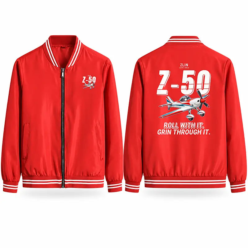 Zlin Z-50LS Stylish Jackets - Baseball Collar - Cartoon - Red