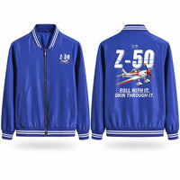 Thumbnail for Zlin Z-50LS Stylish Jackets - Baseball Collar - Cartoon - Royal Blue