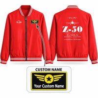 Thumbnail for Zlin Z-50LS Stylish Jackets - Baseball Collar - Heritage + Name - Red