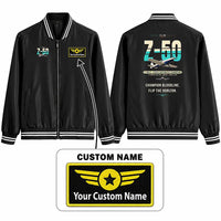 Thumbnail for Zlin Z-50LS Stylish Jackets - Baseball Collar - Original + Name - Black