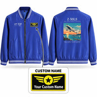 Thumbnail for Zlin Z-50LS Stylish Jackets - Baseball Collar - Poster + Name - Royal Blue