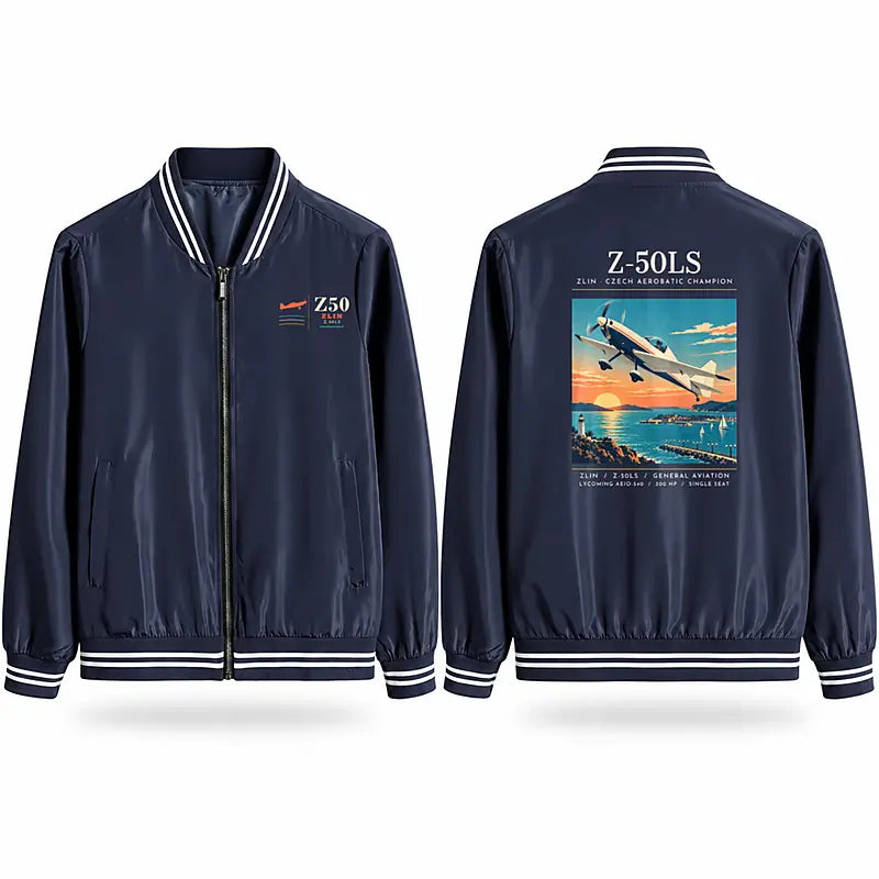 Zlin Z-50LS Stylish Jackets - Baseball Collar - Poster - Navy Blue