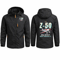 Thumbnail for Zlin Z-50LS Stylish Jackets - Hooded Windbreaker - Cartoon - Black