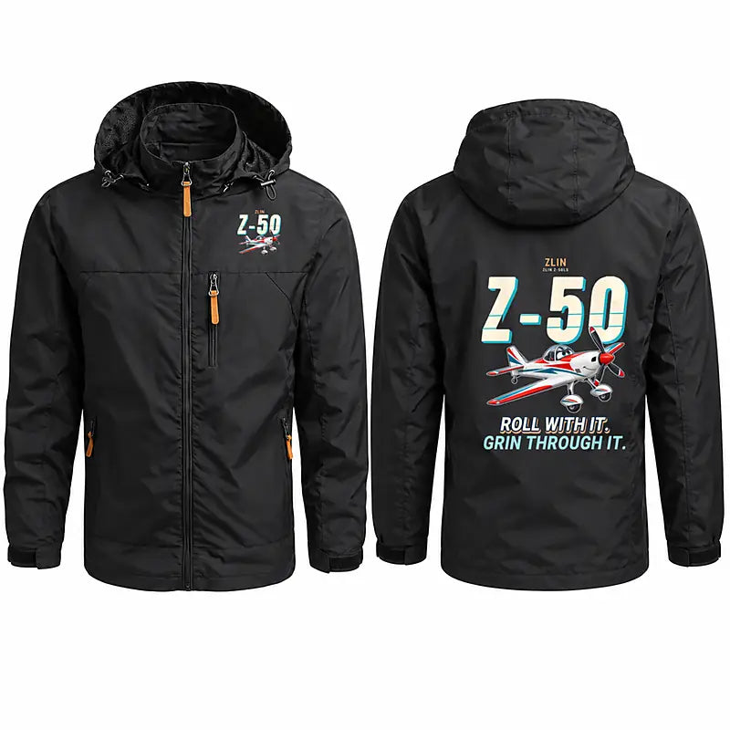 Zlin Z-50LS Stylish Jackets - Hooded Windbreaker - Cartoon - Black