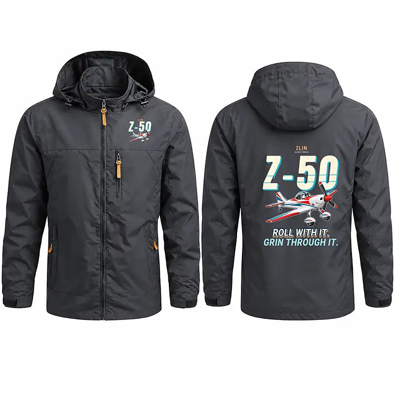 Zlin Z-50LS Stylish Jackets - Hooded Windbreaker - Cartoon - Charcoal