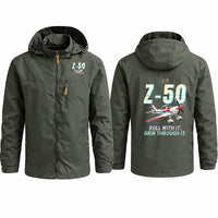 Thumbnail for Zlin Z-50LS Stylish Jackets - Hooded Windbreaker - Cartoon - Olive Green