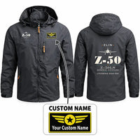 Thumbnail for Zlin Z-50LS Stylish Jackets - Hooded Windbreaker - Heritage + Name - Charcoal