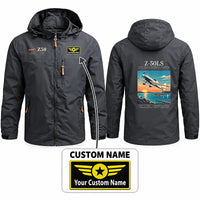 Thumbnail for Zlin Z-50LS Stylish Jackets - Hooded Windbreaker - Poster + Name - Charcoal
