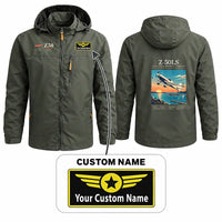 Thumbnail for Zlin Z-50LS Stylish Jackets - Hooded Windbreaker - Poster + Name - Olive Green