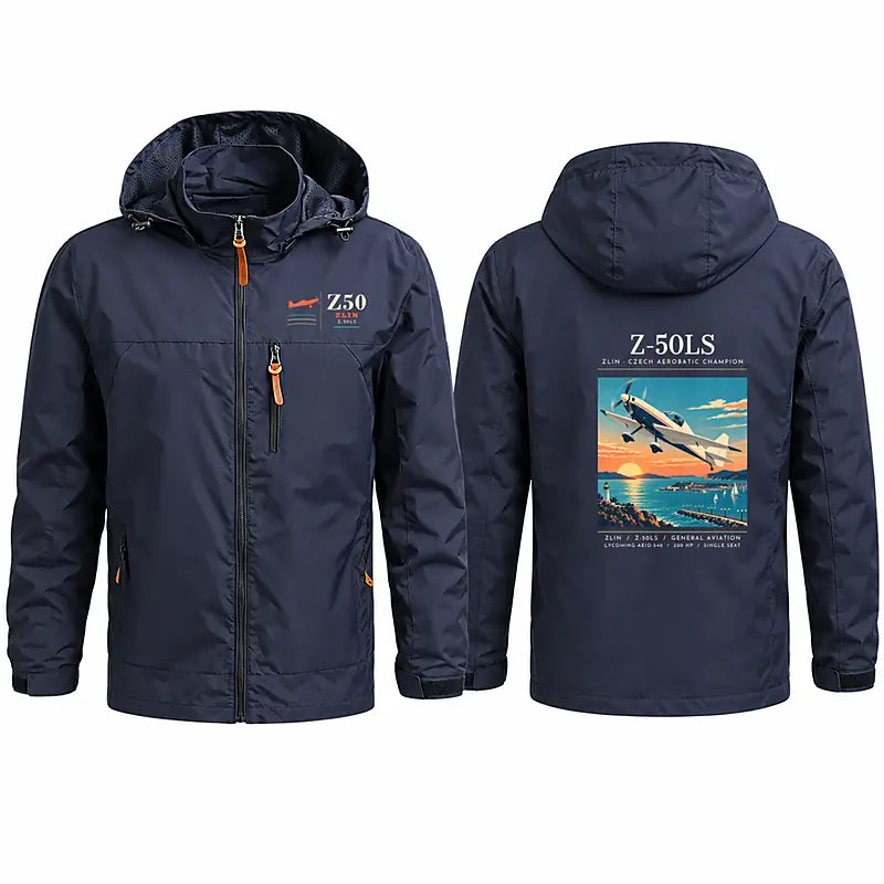 Zlin Z-50LS Stylish Jackets - Hooded Windbreaker - Poster - Navy Blue