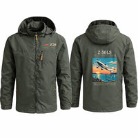 Thumbnail for Zlin Z-50LS Stylish Jackets - Hooded Windbreaker - Poster - Olive Green