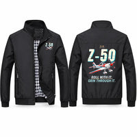 Thumbnail for Zlin Z-50LS Stylish Jackets - Stand Collar - Cartoon - Black