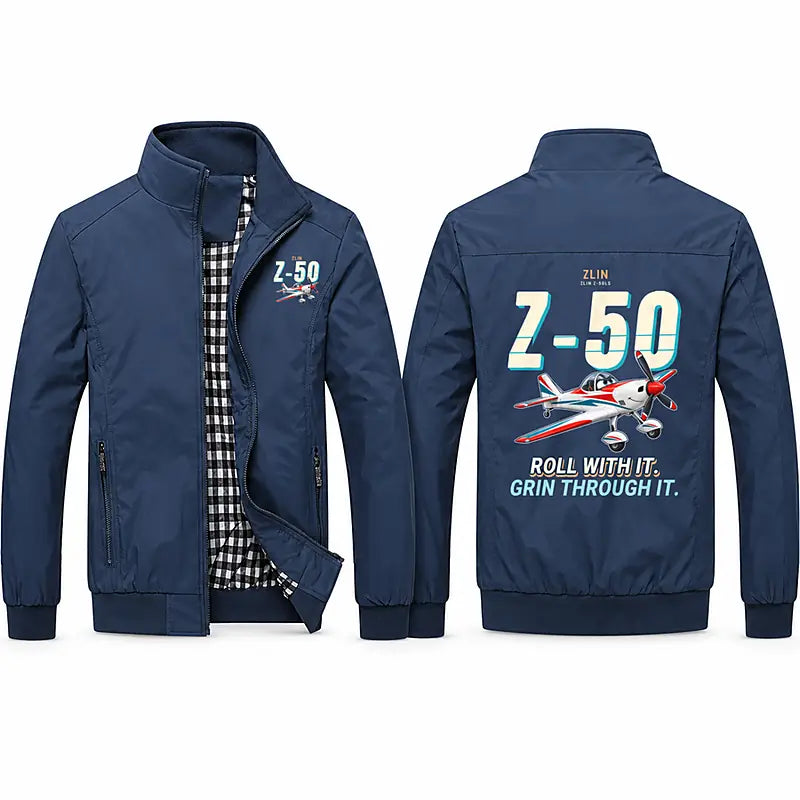 Zlin Z-50LS Stylish Jackets - Stand Collar - Cartoon - Navy Blue