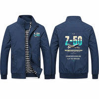 Thumbnail for Zlin Z-50LS Stylish Jackets - Stand Collar - Original - Navy Blue