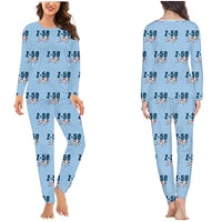 Thumbnail for Zlin Z-50LS - Women Pajamas - Cartoon Pattern - Light Blue