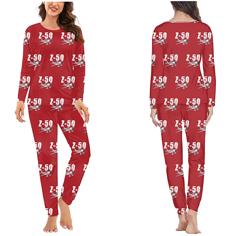 Zlin Z-50LS - Women Pajamas - Cartoon Pattern - Red