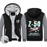 Thumbnail for Zlin Z-50LS Zipped Sweatshirts - Cartoon - Black & Gray