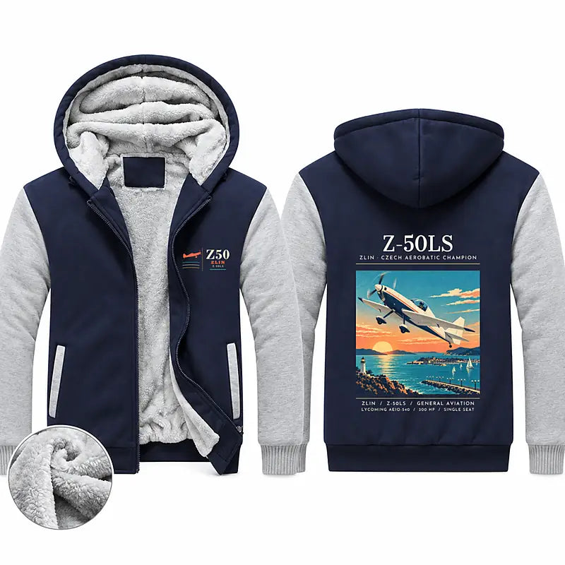 Zlin Z-50LS Zipped Sweatshirts - Poster - Navy & Gray