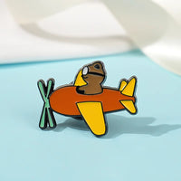 Thumbnail for Cartoon Style (21) aviation design on polished metal badge.