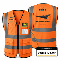 Thumbnail for AgEagle eBee X aviation design on orange high-visibility reflective vest with custom name badge