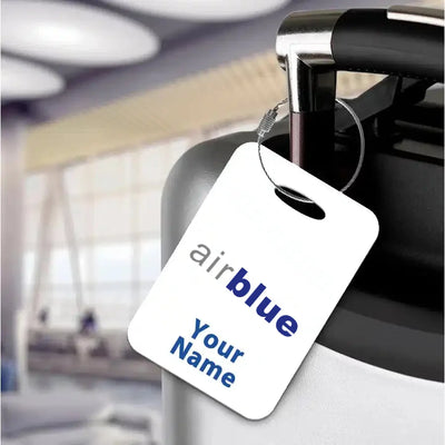 Air Blue aviation design acrylic luggage tag, durable acrylic construction.